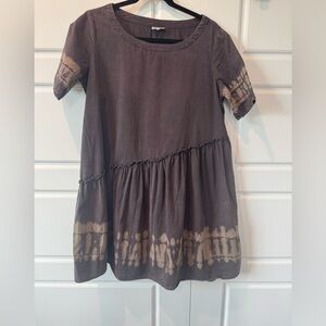 The Odells Lagen Tunic Brown Asymmetrical Tie Dye Oversized Size XSmall Womens